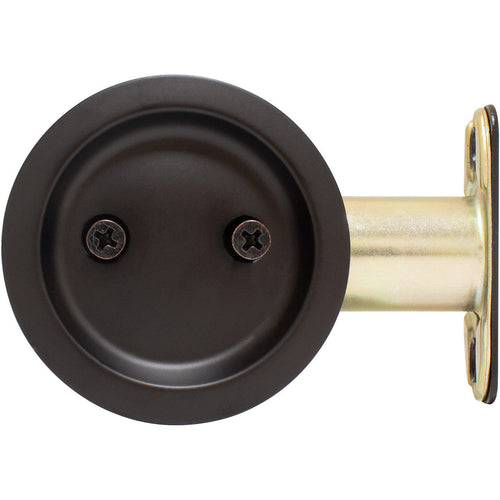 Stone Harbor Hardware Round Pocket Door Lock Passage with 2-3/8 Latch (2 3/8 Matte Black)