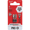 Milwaukee Shockwave #3 Phillips 1 In. Insert Impact Screwdriver Bit (2-Pack)