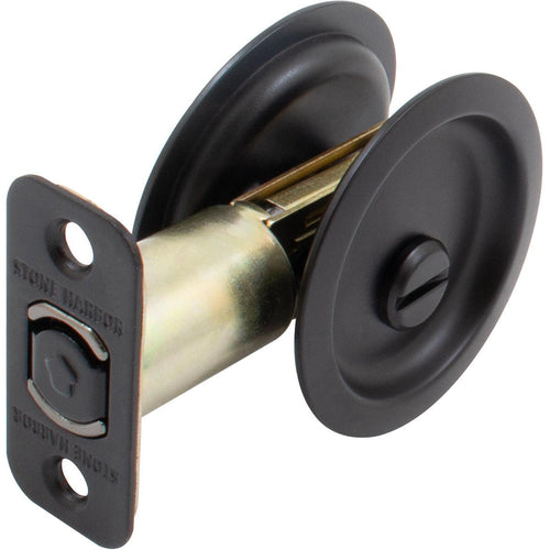 Stone Harbor Hardware Round Pocket Door Lock Privacy with 2-3/8 Latch